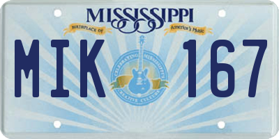 MS license plate MIK167