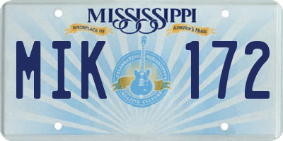 MS license plate MIK172