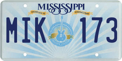 MS license plate MIK173