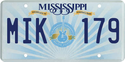 MS license plate MIK179
