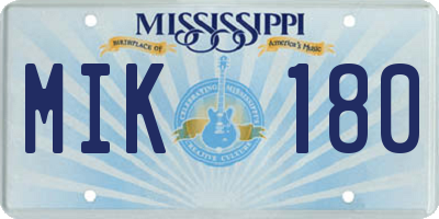MS license plate MIK180