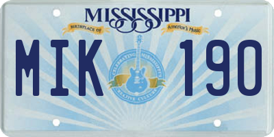 MS license plate MIK190
