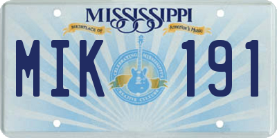 MS license plate MIK191