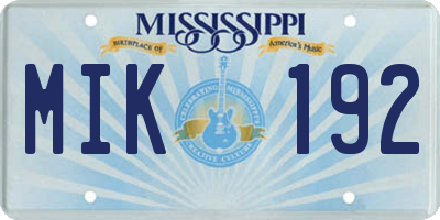 MS license plate MIK192