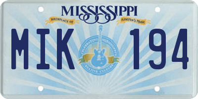 MS license plate MIK194