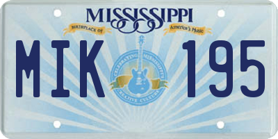 MS license plate MIK195