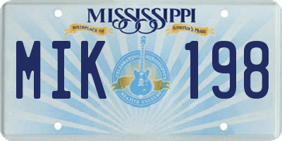 MS license plate MIK198
