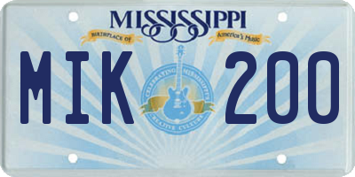 MS license plate MIK200