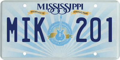 MS license plate MIK201