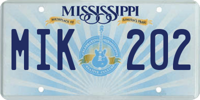 MS license plate MIK202