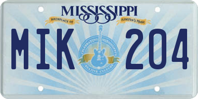 MS license plate MIK204