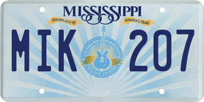 MS license plate MIK207