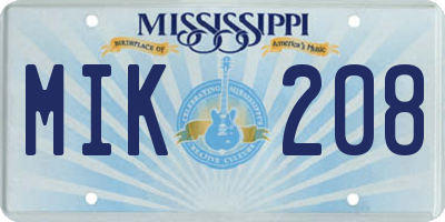 MS license plate MIK208