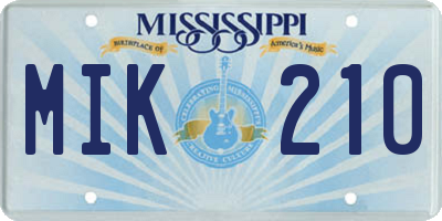 MS license plate MIK210