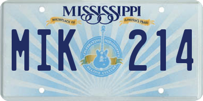 MS license plate MIK214