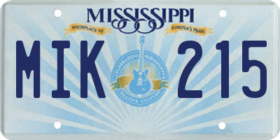 MS license plate MIK215