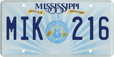 MS license plate MIK216
