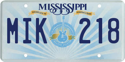 MS license plate MIK218