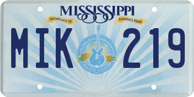 MS license plate MIK219