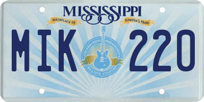 MS license plate MIK220