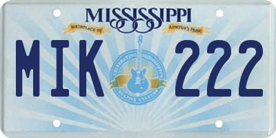 MS license plate MIK222