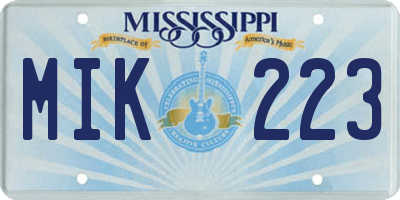 MS license plate MIK223