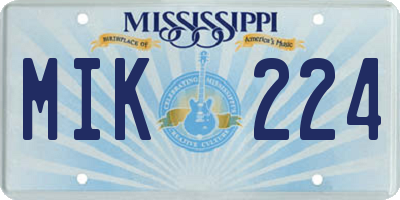 MS license plate MIK224