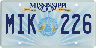 MS license plate MIK226