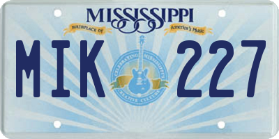 MS license plate MIK227