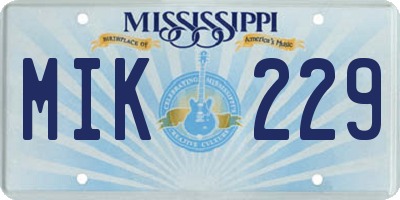 MS license plate MIK229