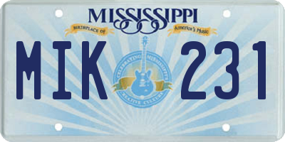 MS license plate MIK231