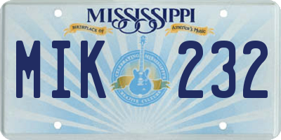 MS license plate MIK232