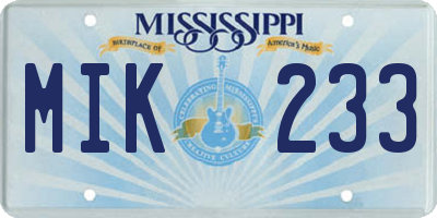 MS license plate MIK233