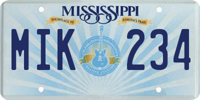MS license plate MIK234