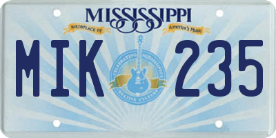MS license plate MIK235