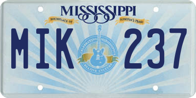 MS license plate MIK237