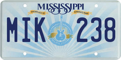 MS license plate MIK238