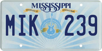 MS license plate MIK239