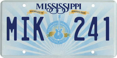 MS license plate MIK241