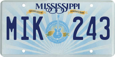 MS license plate MIK243