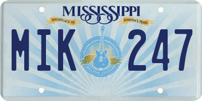 MS license plate MIK247