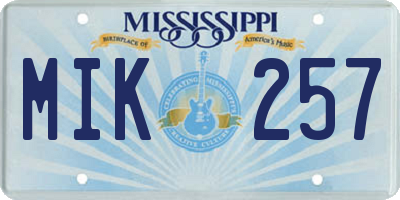 MS license plate MIK257