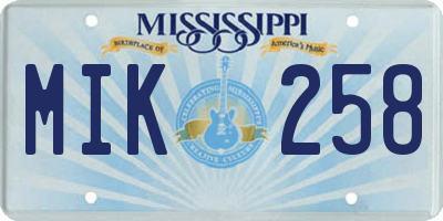 MS license plate MIK258