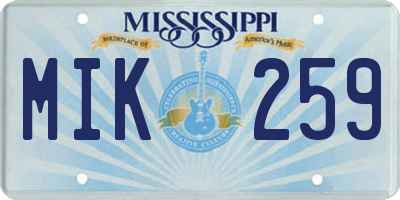 MS license plate MIK259