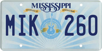 MS license plate MIK260