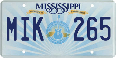 MS license plate MIK265