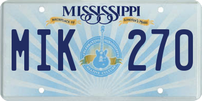 MS license plate MIK270