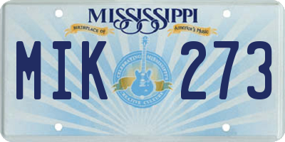 MS license plate MIK273