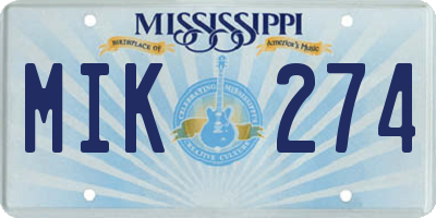 MS license plate MIK274