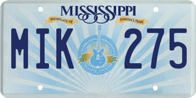 MS license plate MIK275